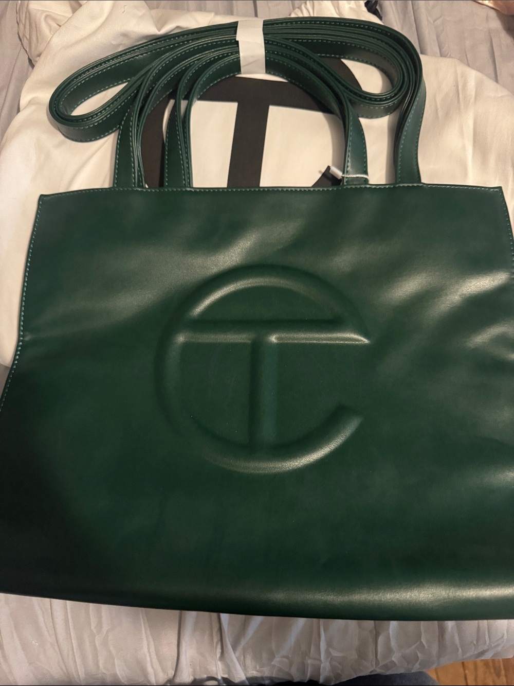 Telfar Dark Green Embossed Leather Briefcase
